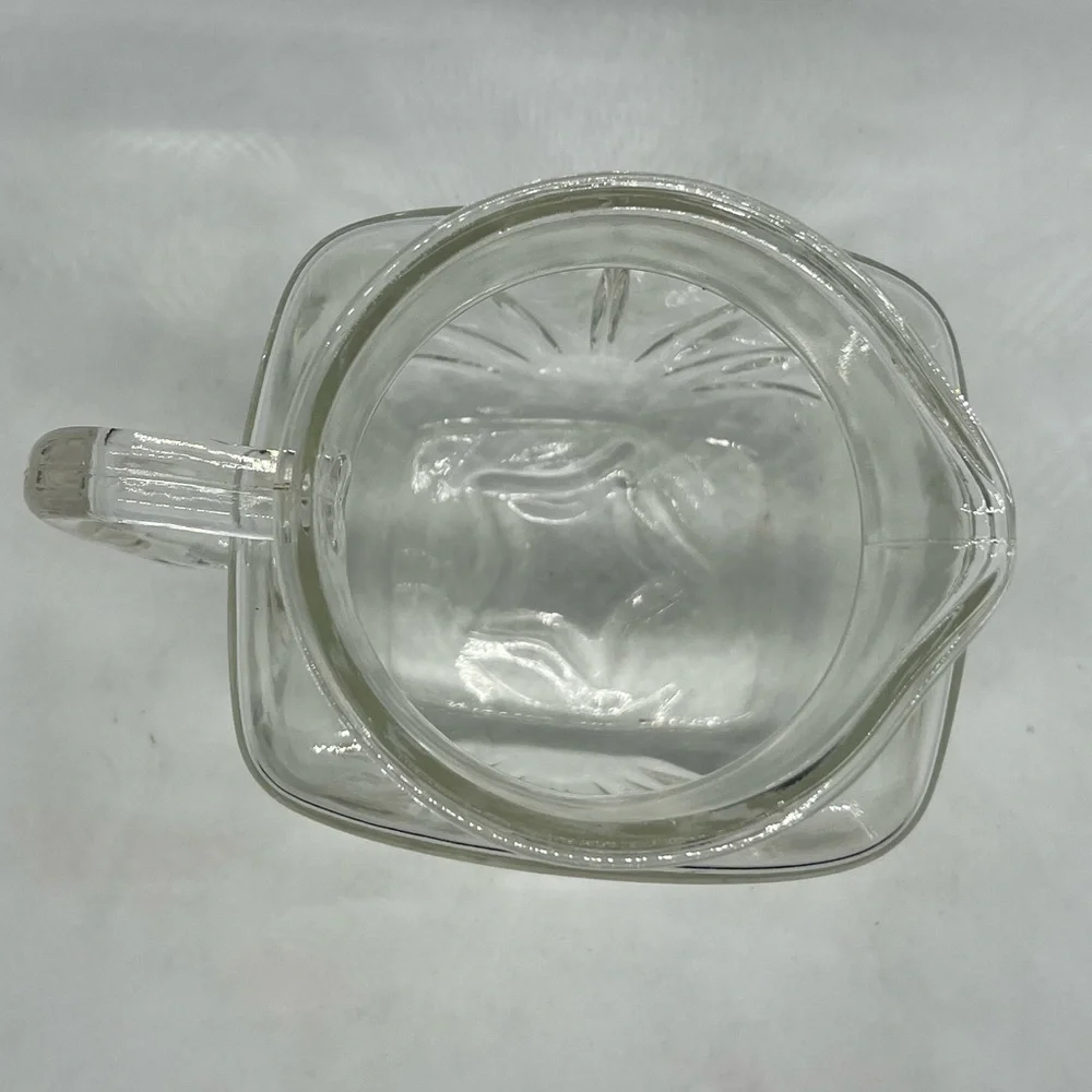 1950s MCM Federal Glass Clear Square Star Design 1qt Pitcher